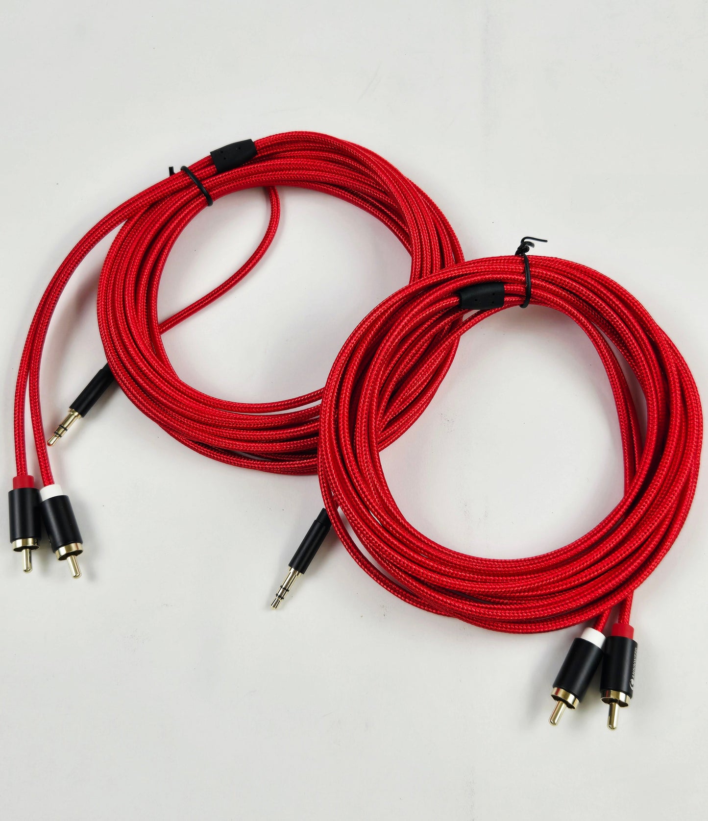 3.5mm to RCA Aux Audio, Braided, Headphone Cable Cord (6FT, RCA Male to Male) 2-Pack, Red