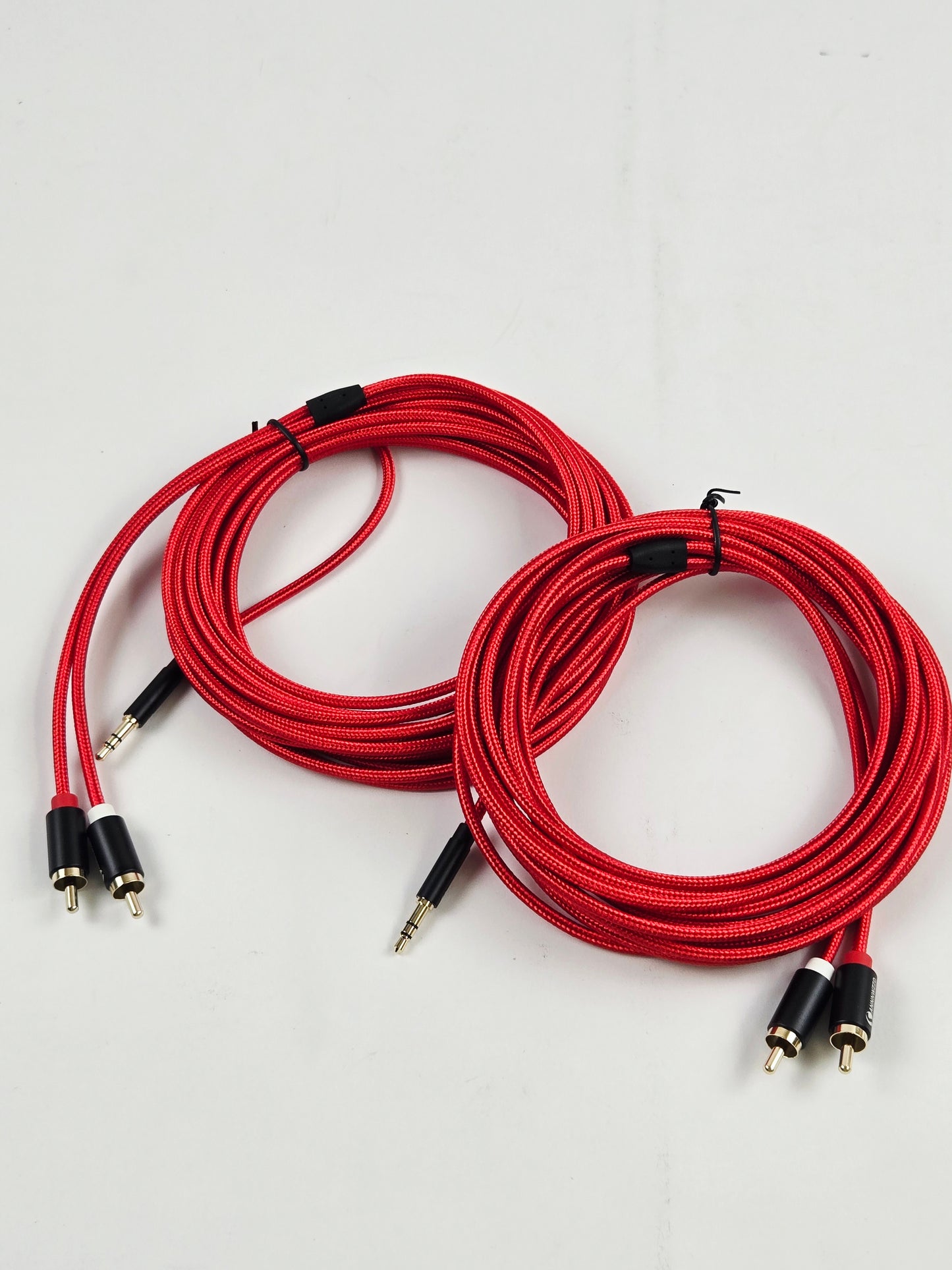 3.5mm to RCA Aux Audio, Braided, Headphone Cable Cord (6FT, RCA Male to Male) 2-Pack, Red