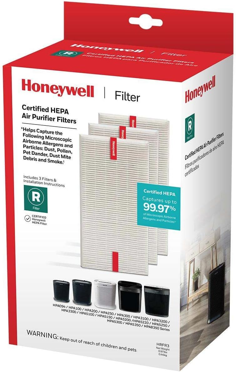 Honeywell HEPA Air Purifier Filter R, 3-Pack for HPA 100/200/300, 3000 and 5000 Series