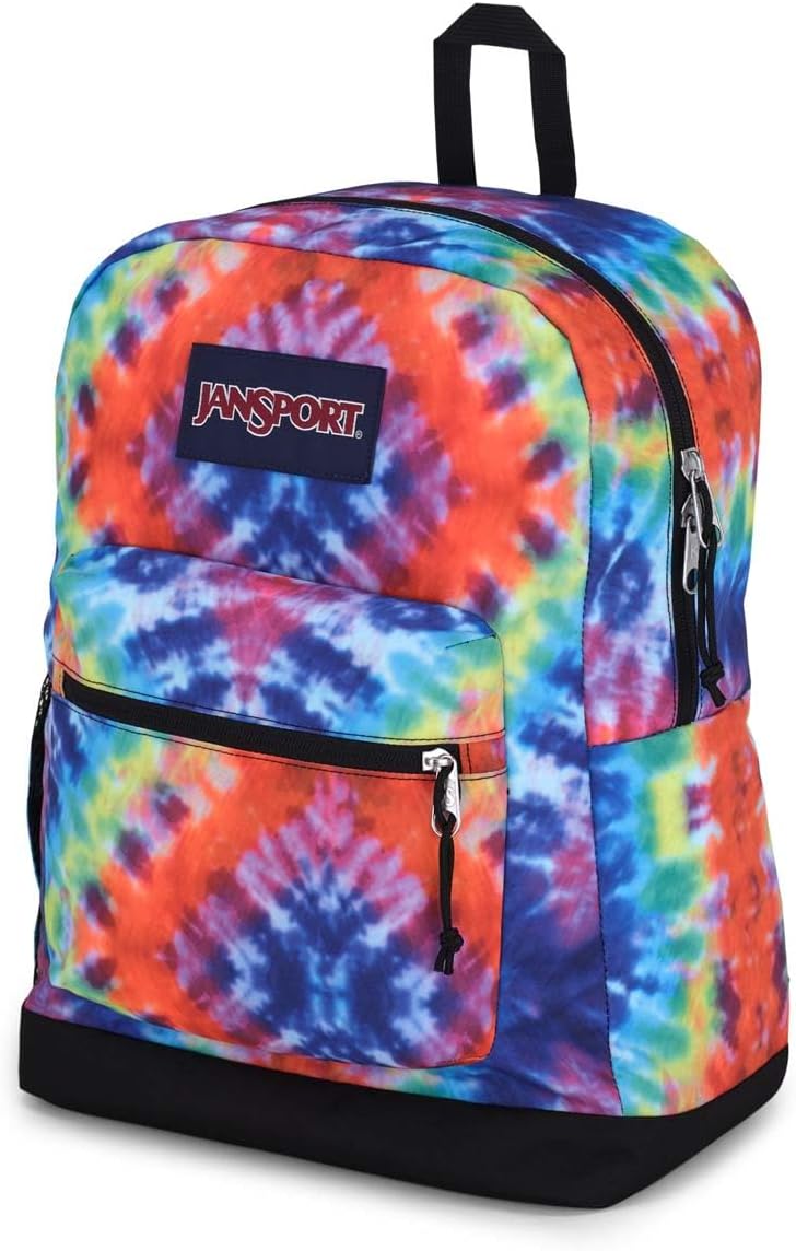 JanSport Cross Town Plus Backpack - Large Main Compartment, Side Water Bottle Pocket, 15-Inch Padded Laptop Sleeve - Red/Multi Hippie Days