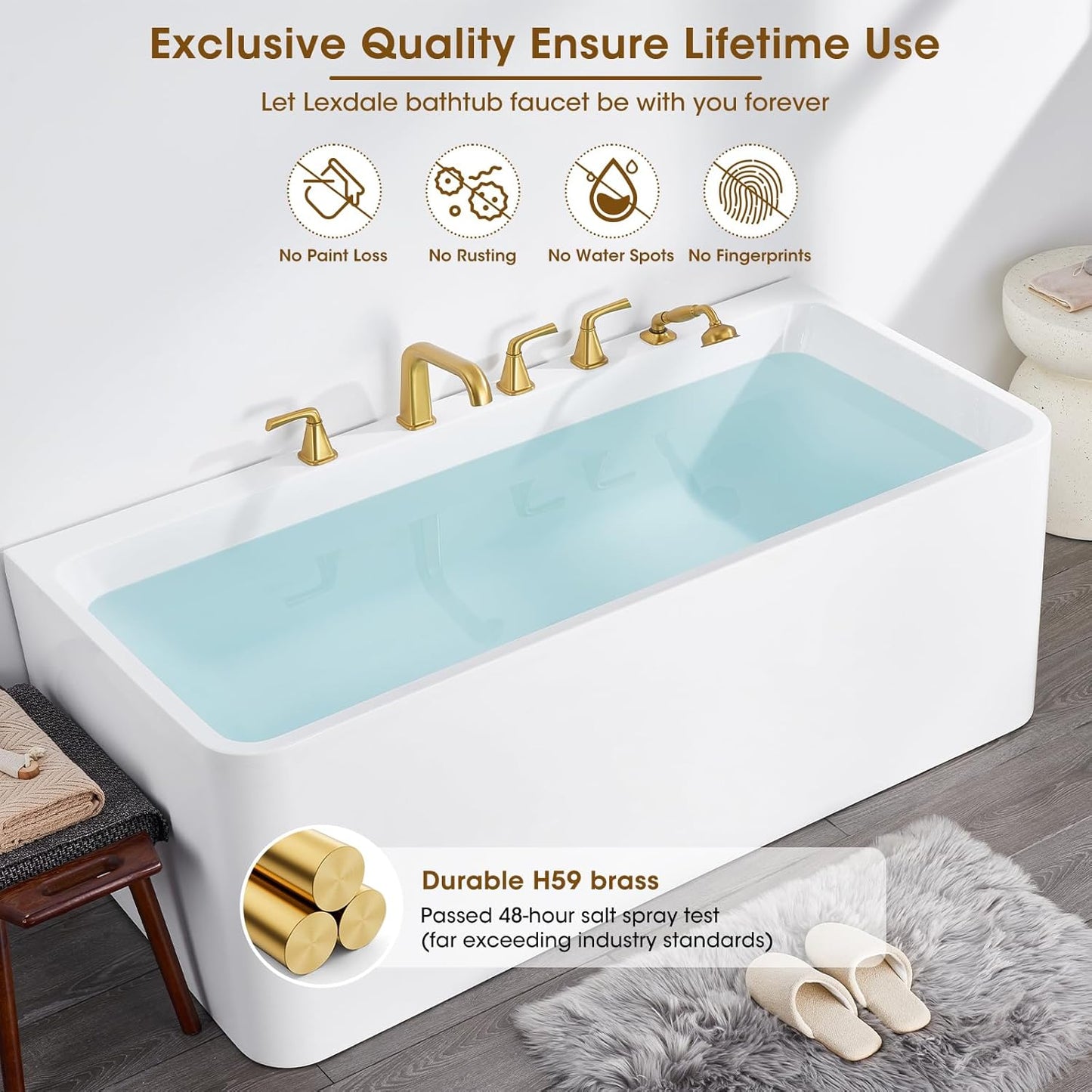 Roman Tub Brass Faucet with Sprayer