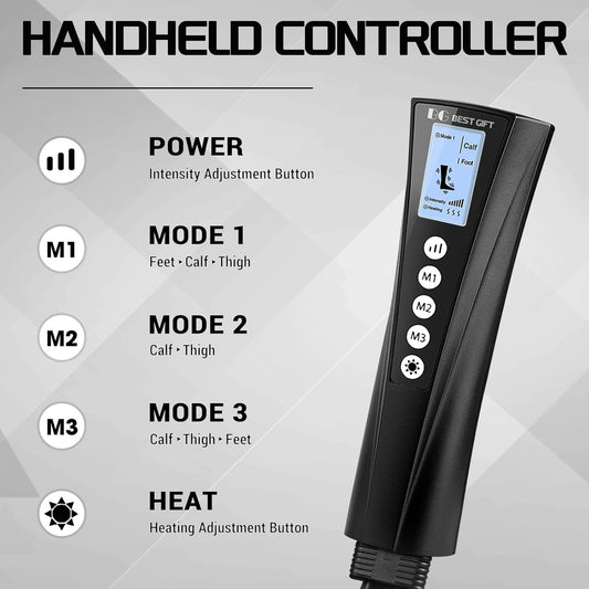 Air Compression Leg Massager with Heat and Hand-Held Controller