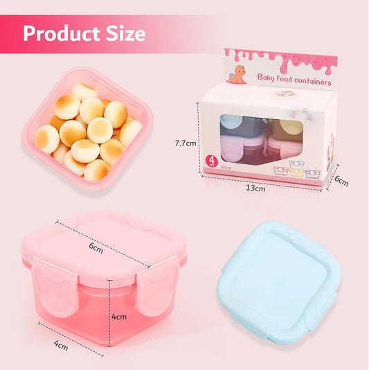 junsep 6-Pack Plastic mini food storage container's 60ml airtight box with lid freezer, microwave safe, BPA free
