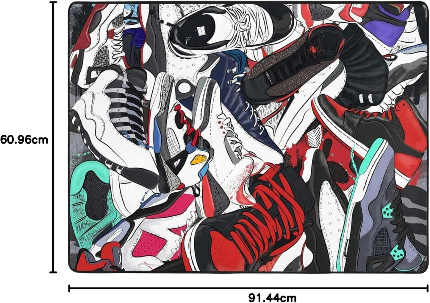 Basketball Shoes, Sneakers Street Decor Rug, 24x36", Colourful