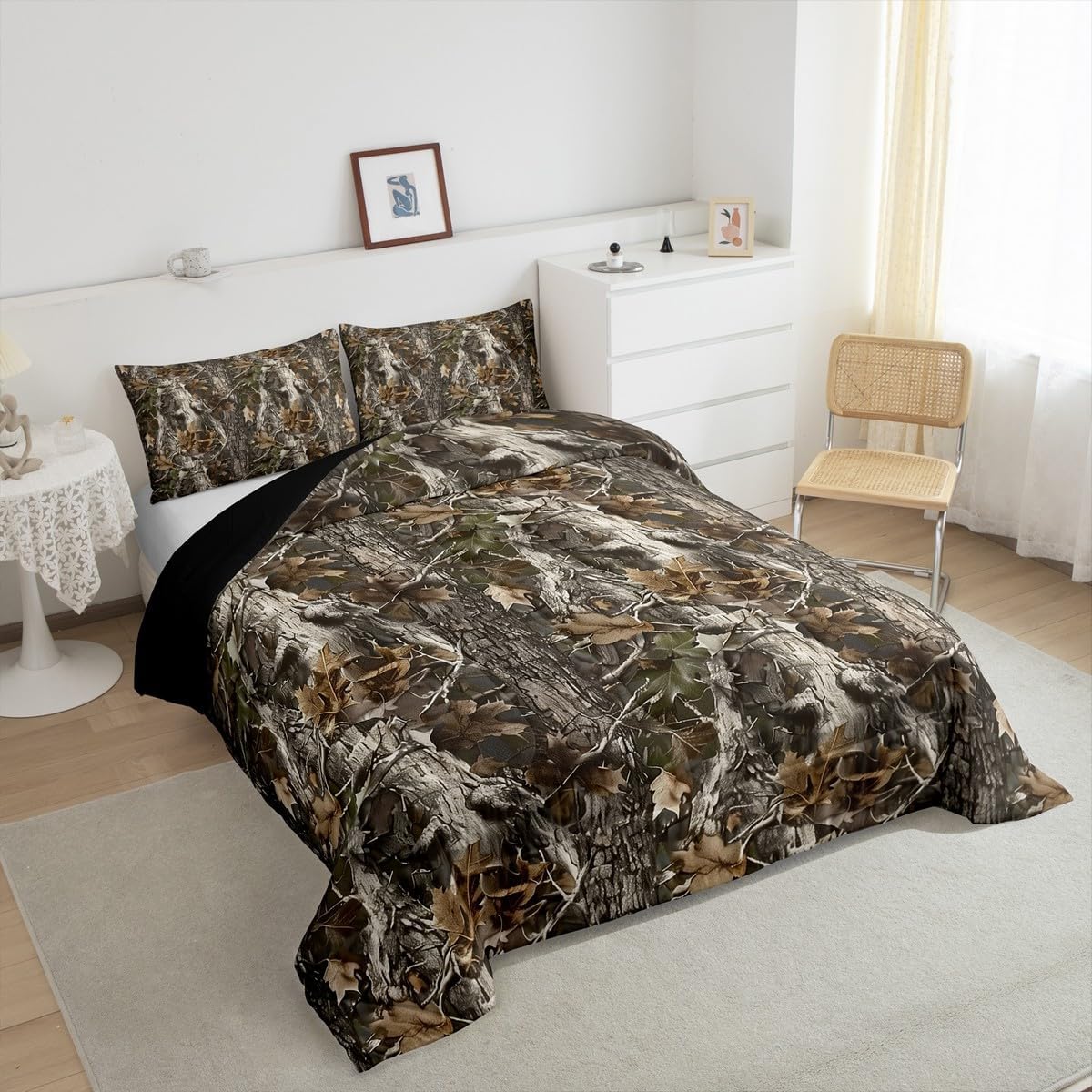 Tree Camo Comforter Set Full Size Kids Bedding Set - Comforter with 2 Pillowcase