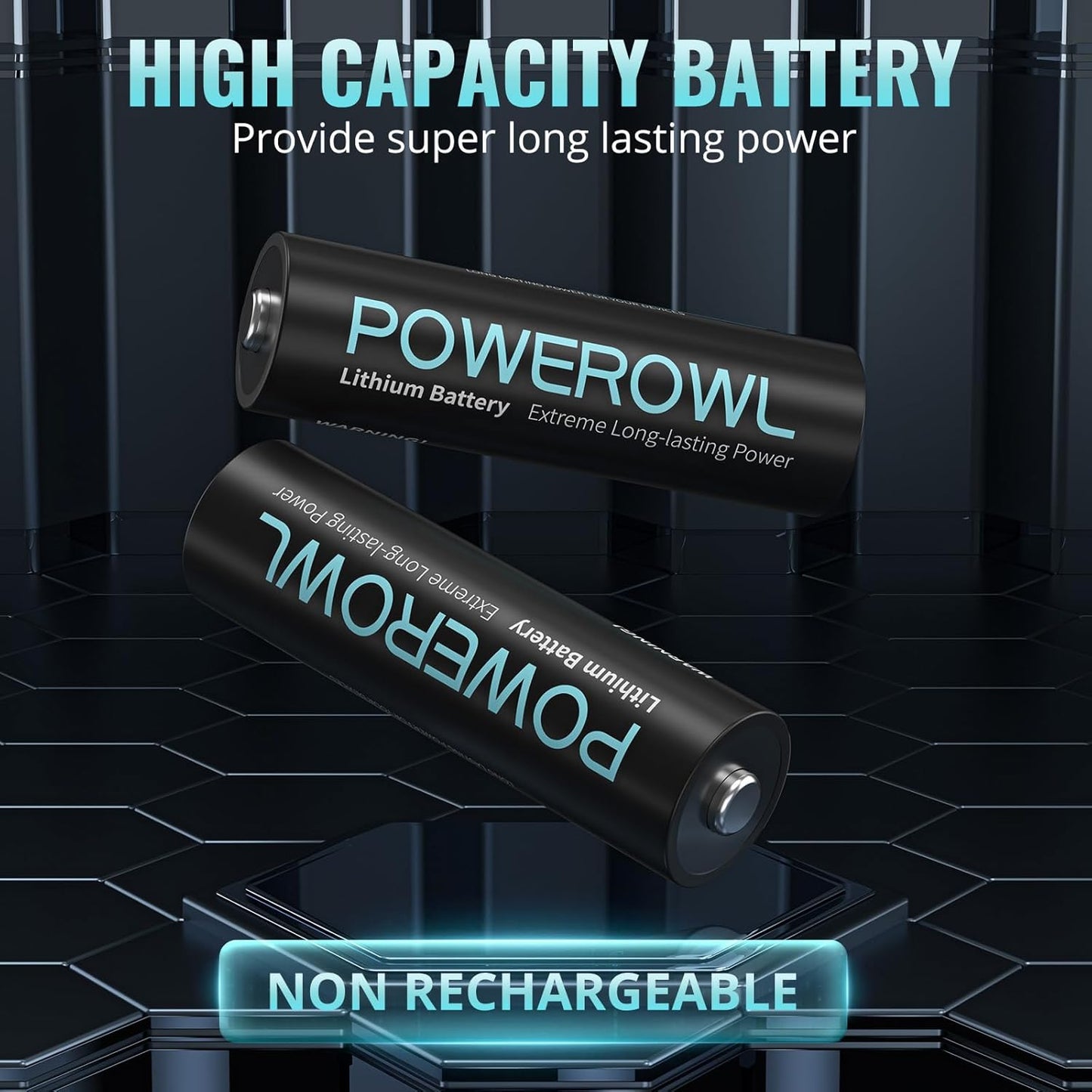 POWEROWL Lithium AA Batteries, 1.5V High Capacity Double A Battery for Camera Freezer Thermometer etc,24 Pack (Non-Rechargeable)