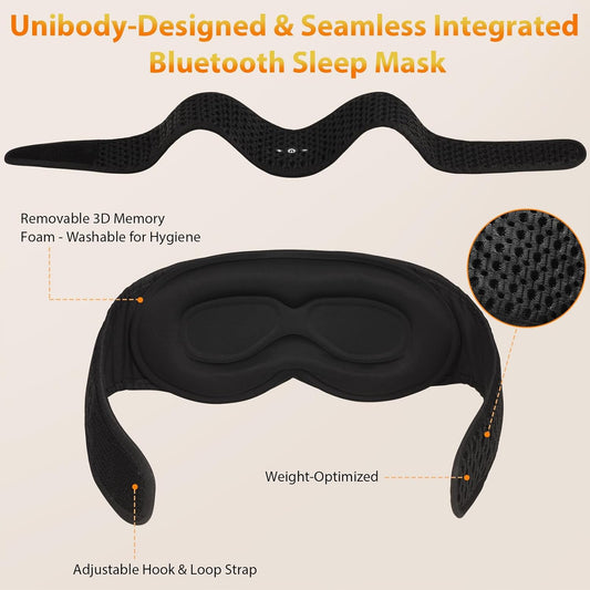 Bluetooth Sleep Mask HF016 Sleep Headphones with Detachable & Washable 3D Contoured Eye Mask