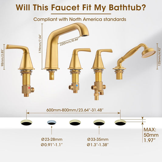 Roman Tub Brass Faucet with Sprayer