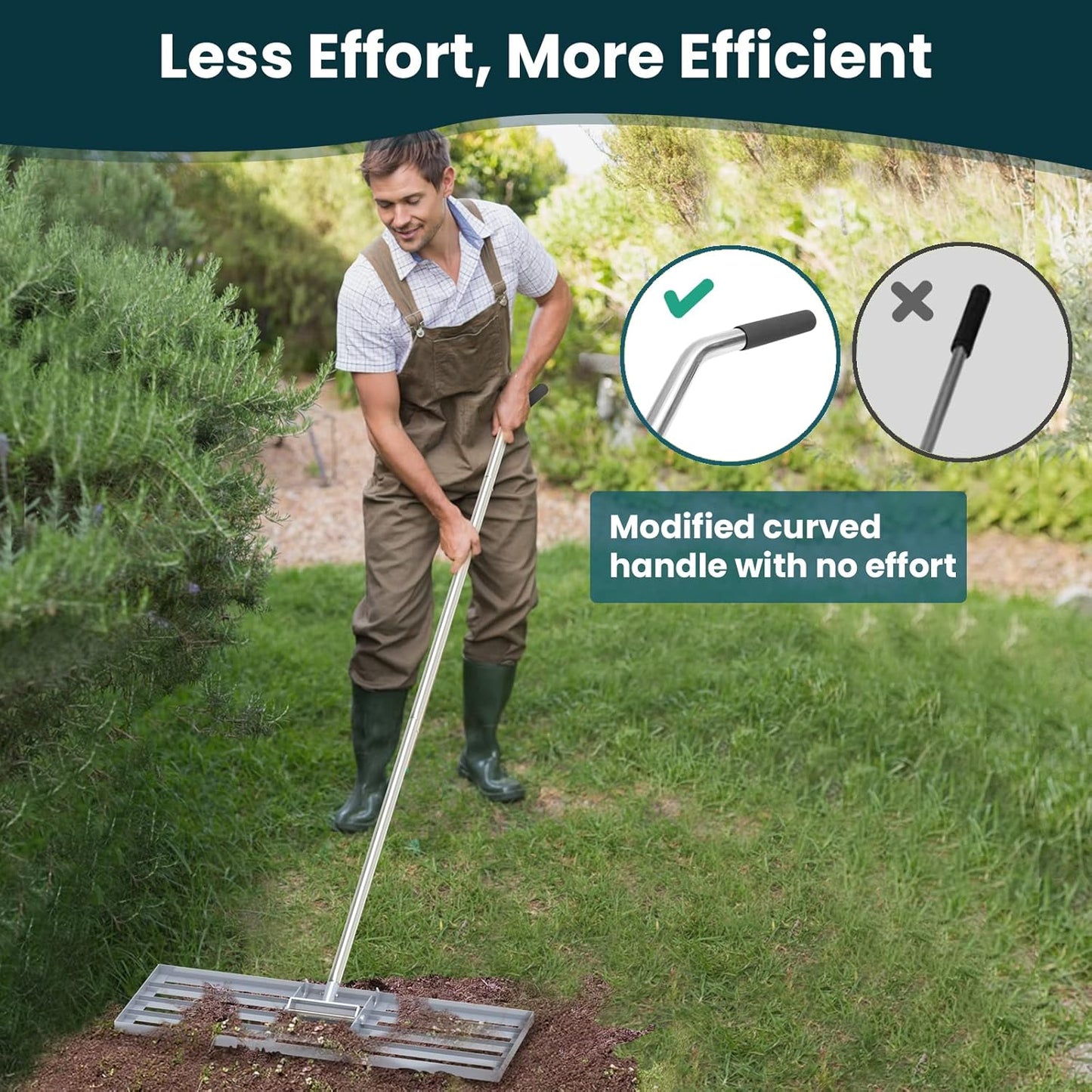 Lawn Leveling Rake Tool 30"x10" Heavy Duty Stainless Steel