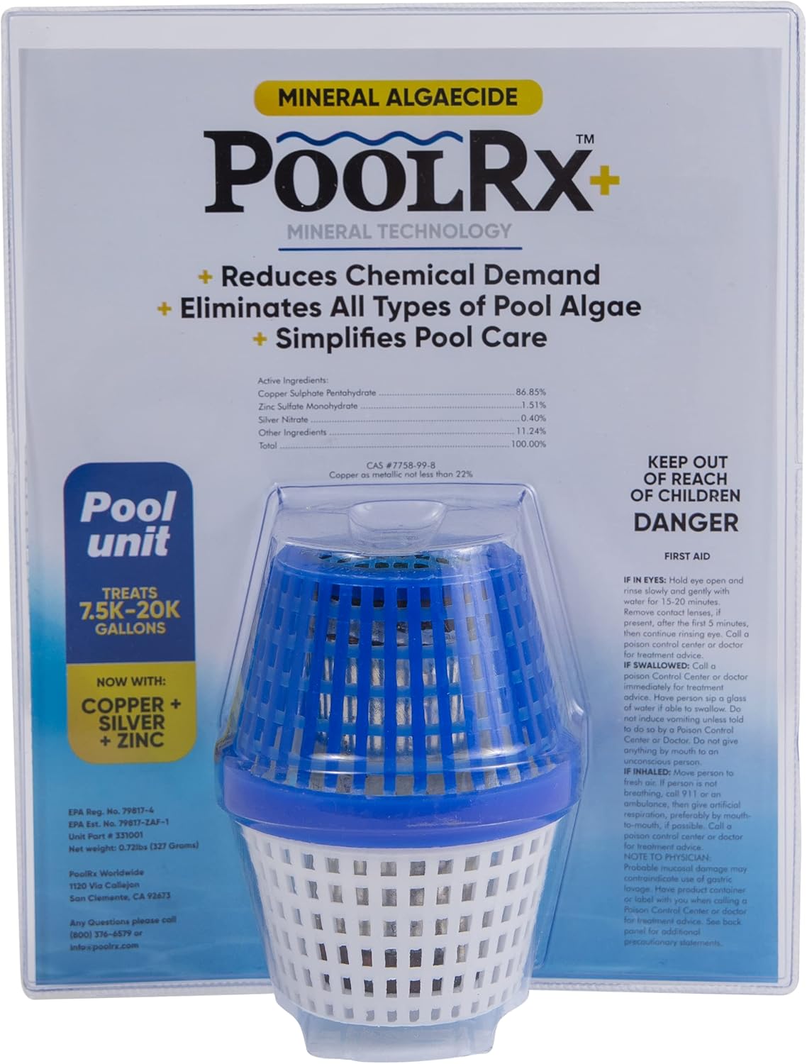 PoolRX+ Pool Unit 7.5k-20k Gallons Mineral Algaecide