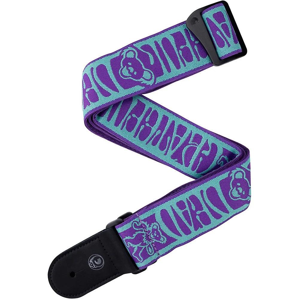 DeAddario Grateful Dead Guitar Strap, Yellow and Purple