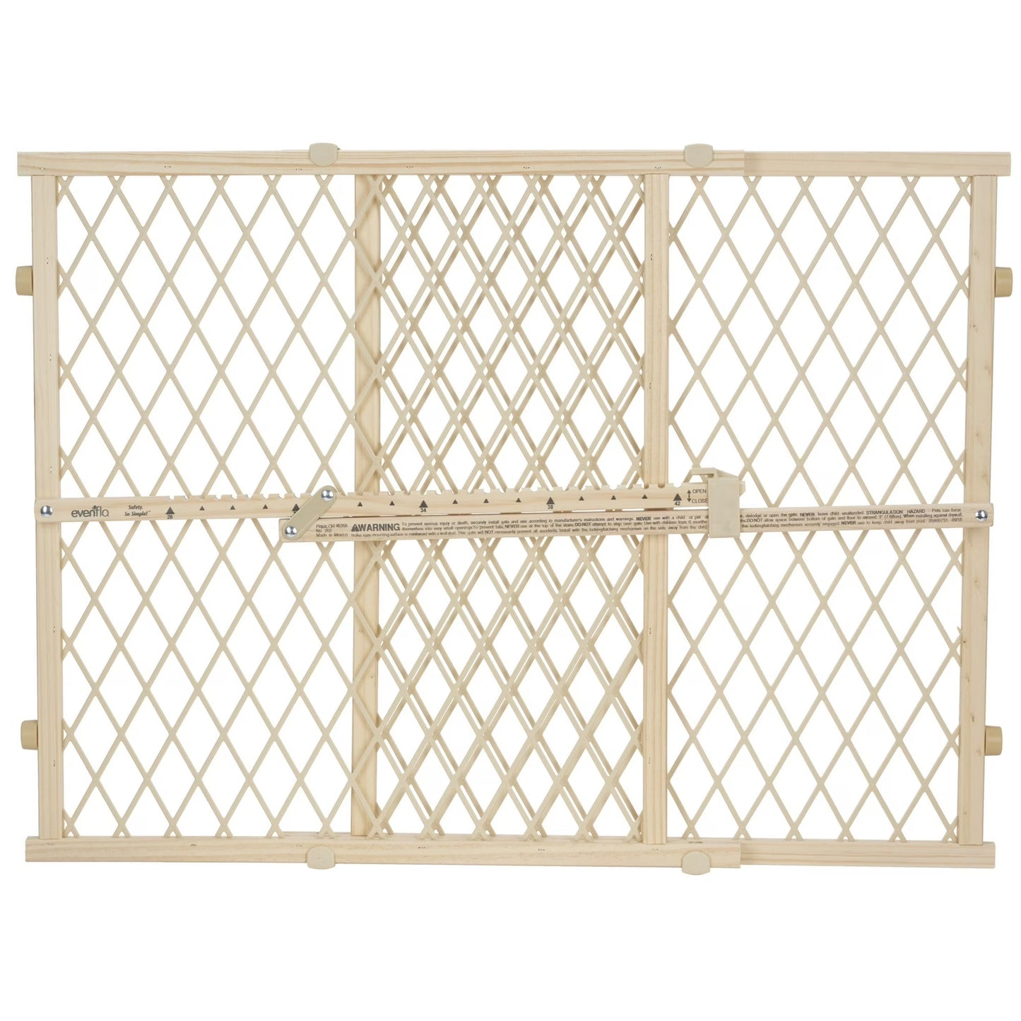 Evenflo Position & Lock Value Adjustable Wood Baby Gate, (Natural), Fits Openings 26 - 42 in. Wide