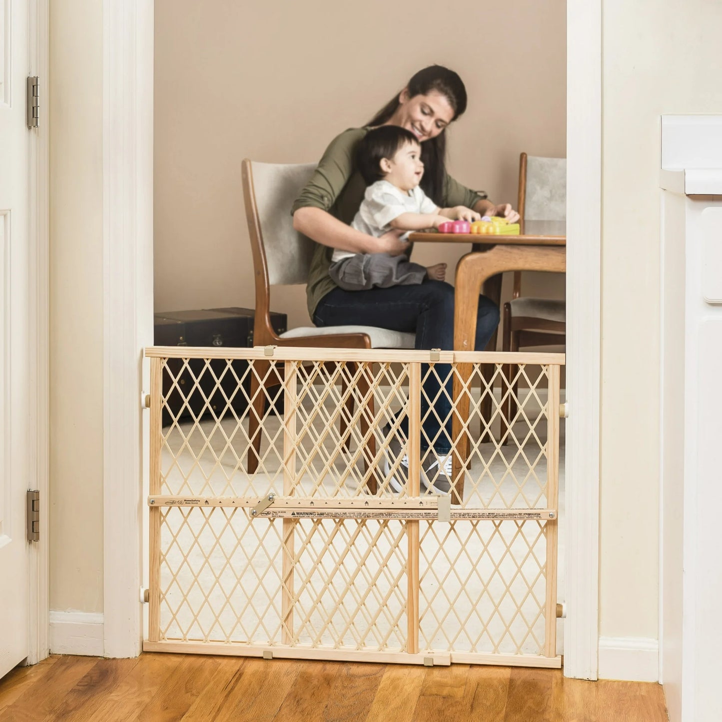 Evenflo Position & Lock Value Adjustable Wood Baby Gate, (Natural), Fits Openings 26 - 42 in. Wide