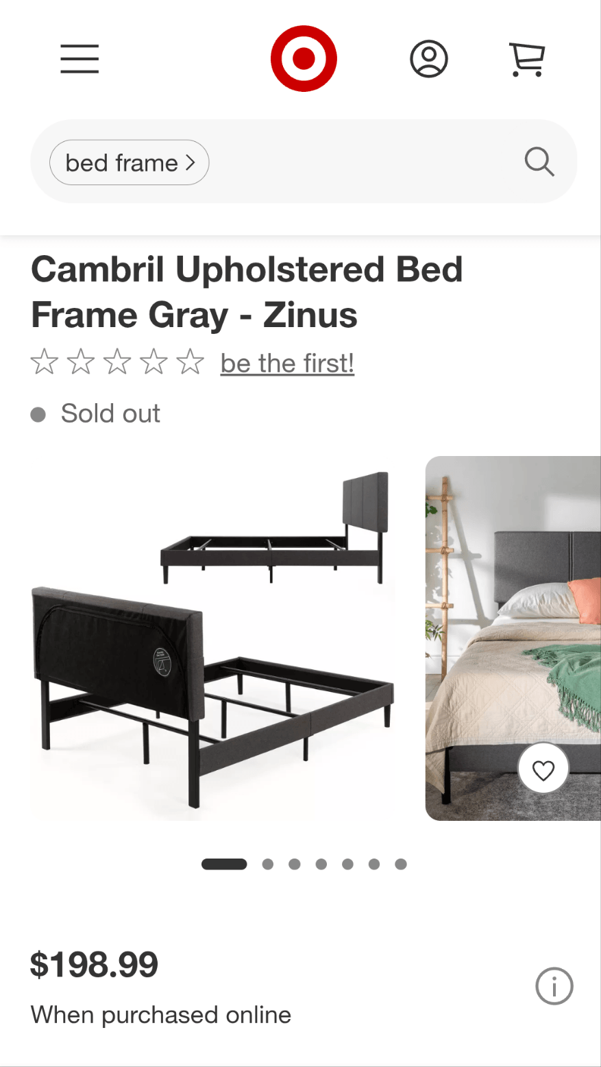 Zinus Cambril Upholstered Bed Frame, King