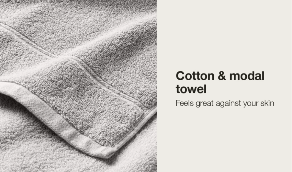 Casaluna Cotton Modal Large Bath Towel, 56"x32", Light and/or Dark Gray