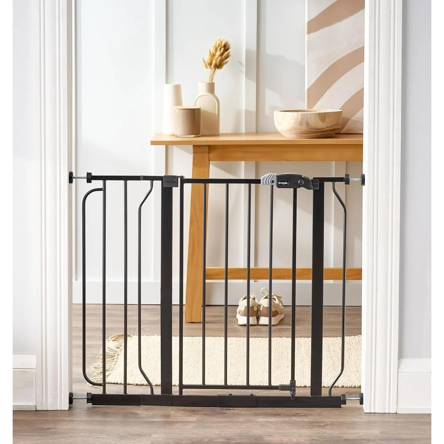 Regalo Easy Step 1160 38.5-in x 30.0-in Pressure/Hardware Mounted Metal Safety Gate, White or Black