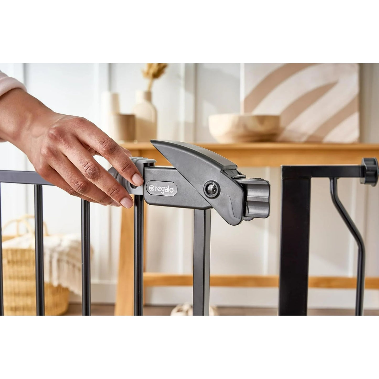 Regalo Easy Step 1160 38.5-in x 30.0-in Pressure/Hardware Mounted Metal Safety Gate, White or Black