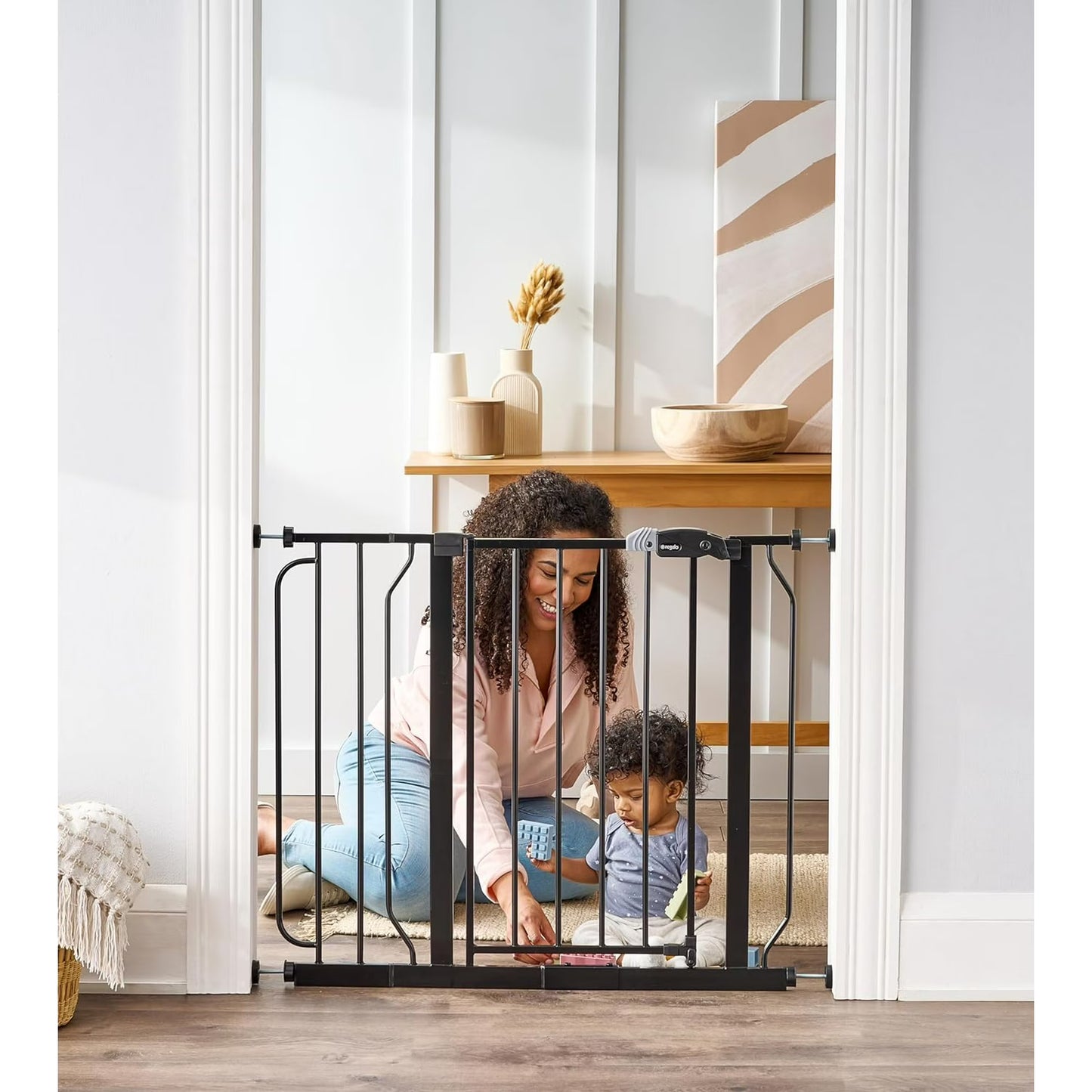 Regalo Easy Step 1160 38.5-in x 30.0-in Pressure/Hardware Mounted Metal Safety Gate, White or Black