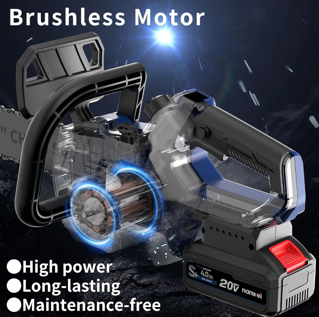 12" Electric Brushless Chainsaw w/ Two Chains (tool only)