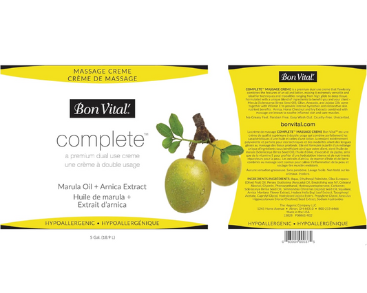 Bon Vital Unscented Massage Cream 5 Gallon