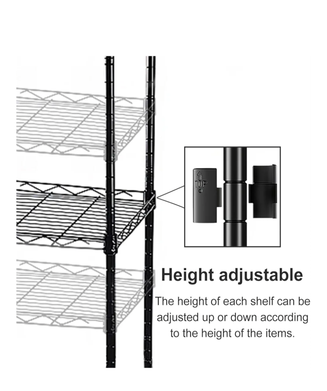 Adjustable Wire Storage Shelves 59" x 30" x 14", Black