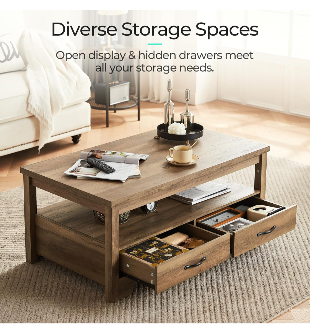 Linsey Home Farmhouse Coffee Table, Brown