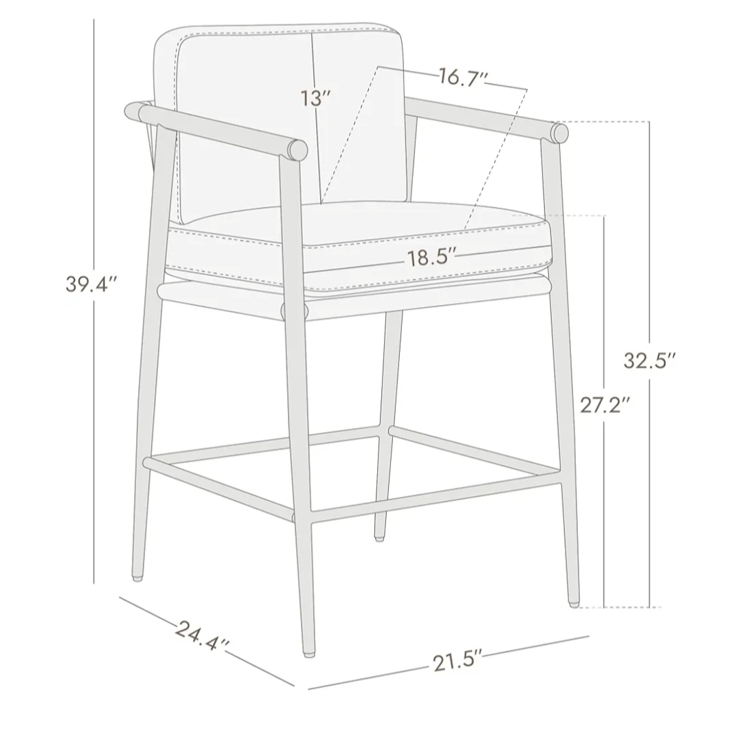 Watson and Whitely Mid Century Modern 26" Counter-Height Chairs 2-Pack, White