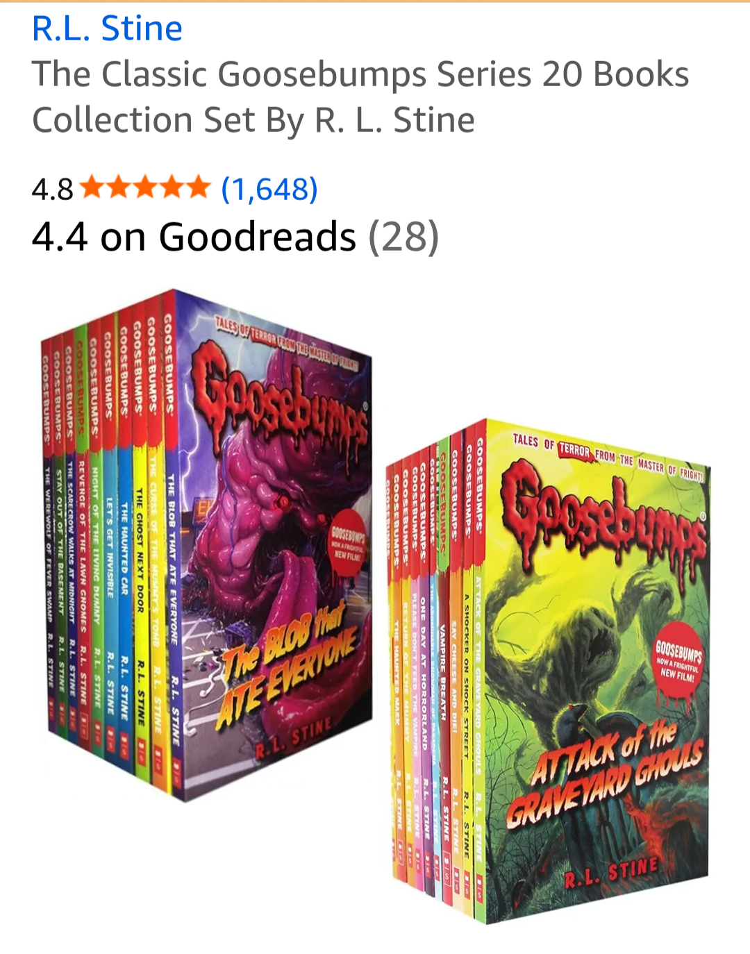 The Classic Goosebumps Series 20 Books Collection Set by R. L. Stine