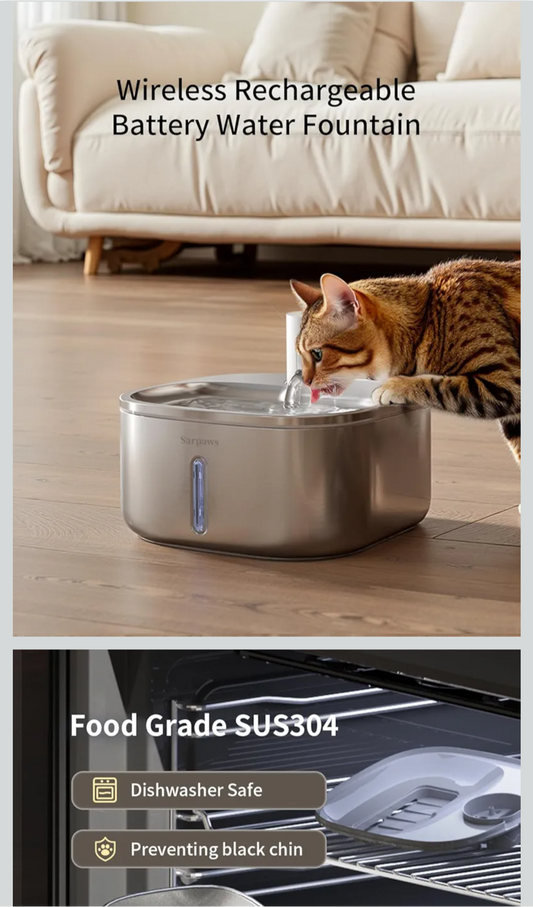 3.2L Stainless Steel Cat Watering Fountain