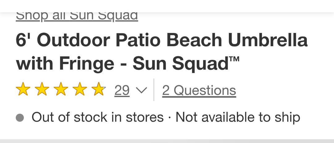 6' Outdoor Patio Beach Umbrella with Fringe - Sun Squad