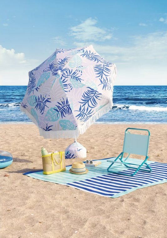 6' Outdoor Patio Beach Umbrella with Fringe - Sun Squad