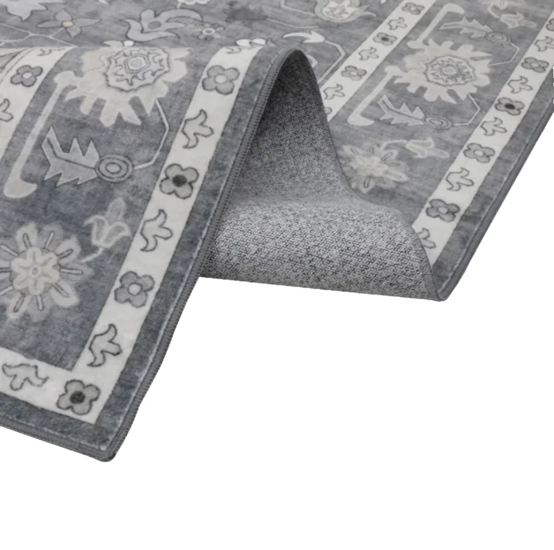 Wyatt and Ash Machine Washable Area Rug 5'3"x 7'9" Gray