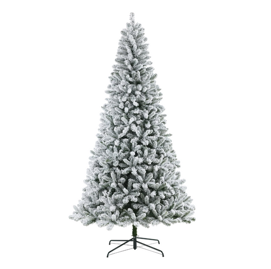 Holiday Time 9ft Flocked Multi-Colored Pre-Lit Frisco Spruce Christmas Tree w/ Metal Stand
