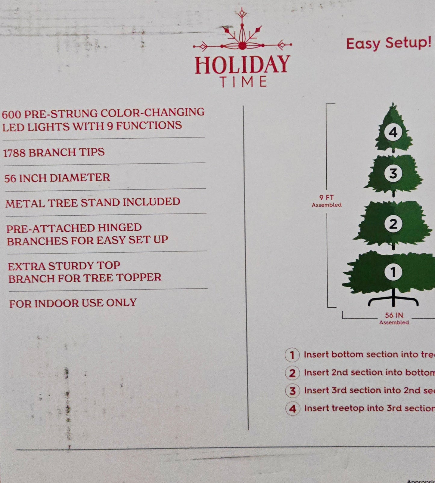 Holiday Time 9ft Flocked Multi-Colored Pre-Lit Frisco Spruce Christmas Tree w/ Metal Stand