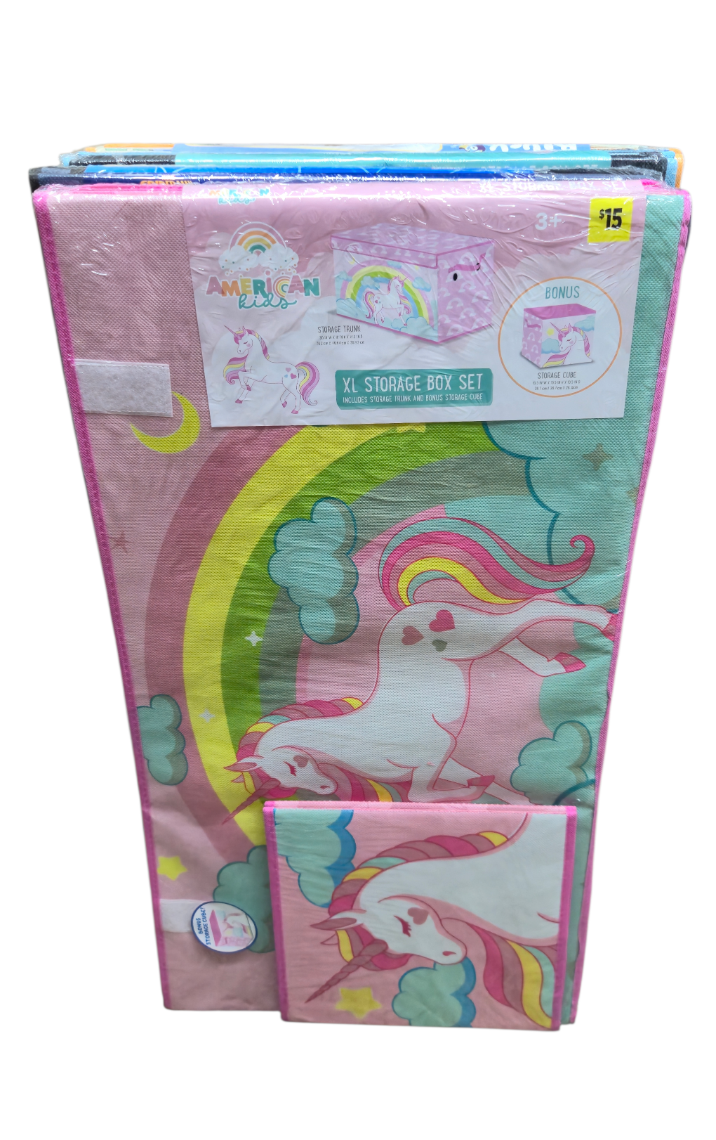 American Kids Unicorns & Rainbows 30" Popup Storage Box w/ Bonus Container
