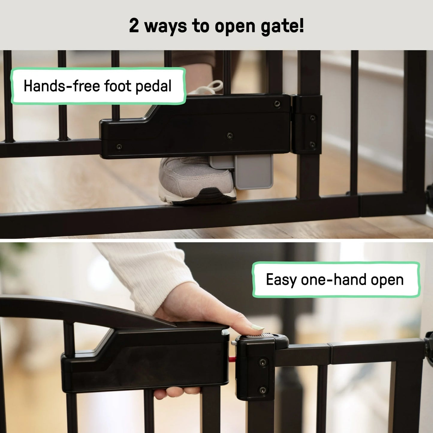 Thruway 52W Series Hands-Free GlideOpen Pressure/Hardware Mounted Pet and Baby Gate, 24"-52" Wide, 33" Tall - Espresso