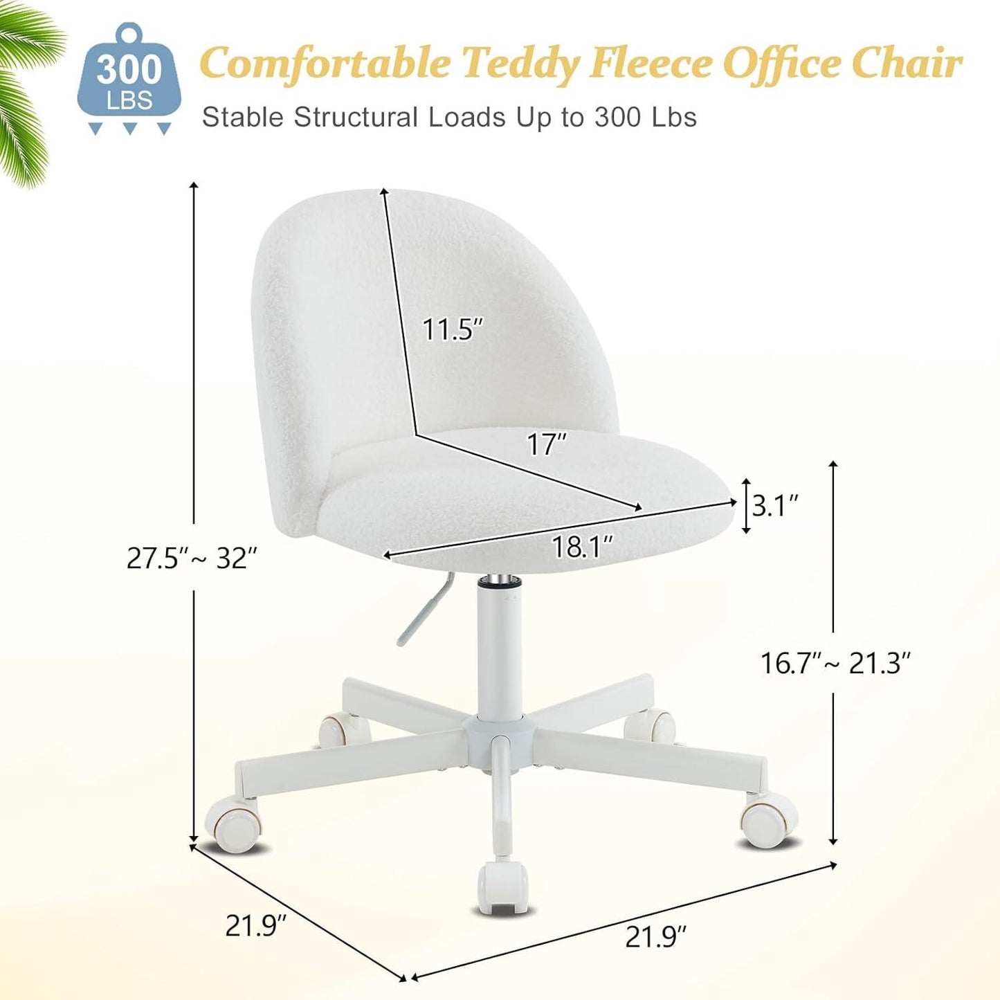 Vingli White Fleece Office - Vanity Chair