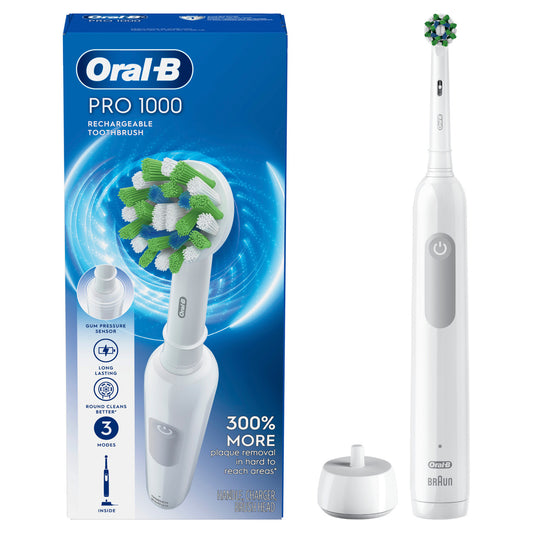 Pro 1000 Rechargeable Electric Toothbrush, White