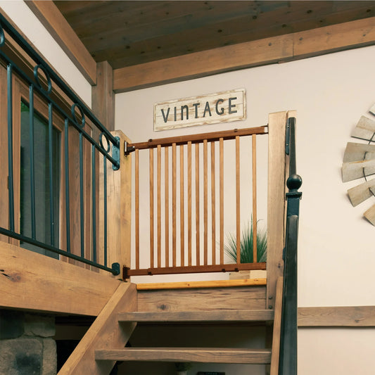 Evenflo Walk-Thru Top Of Stairs Baby Gate (Farmhouse Collection), Fits Openings 30 - 48 in. Wide