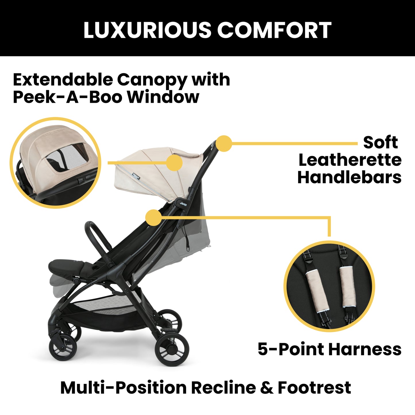 Jeep Altitude Compact Everyday & Travel Stroller, Tan