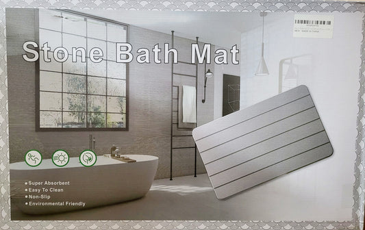 Diatomaceous Earth (Stone) Bath Mat. Modern Design Bathroom Accessory, Grey