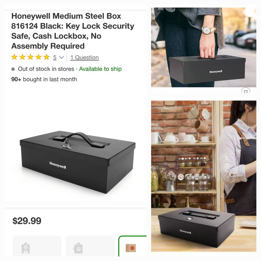 Honeywell Medium Steel Safe Cash Lock Box