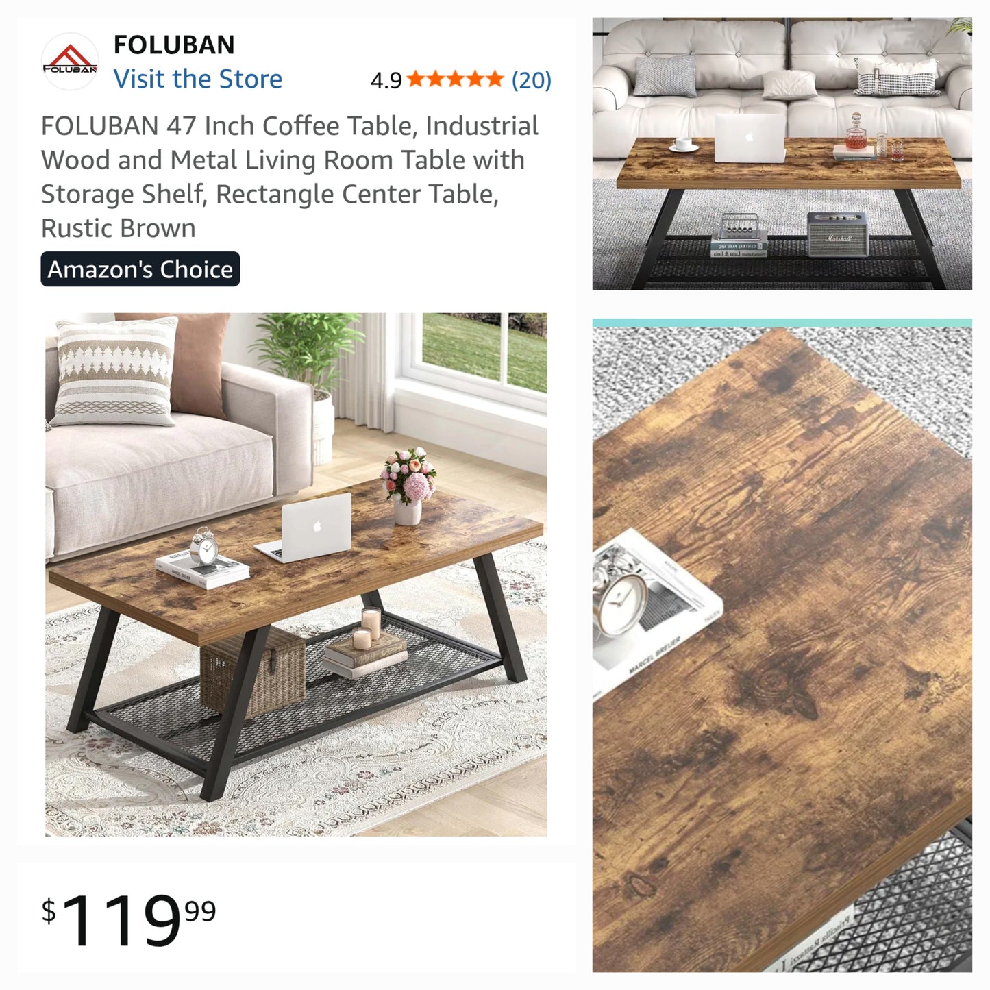 Foluban 47" Coffee Table