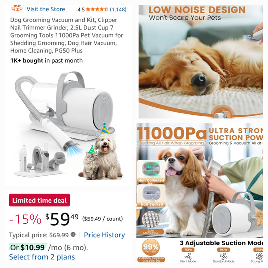 Pet Grooming Vacuum and Clipper Kit