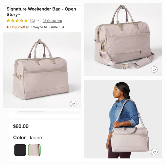 Open Story Signature Weekender Bag, Taupe