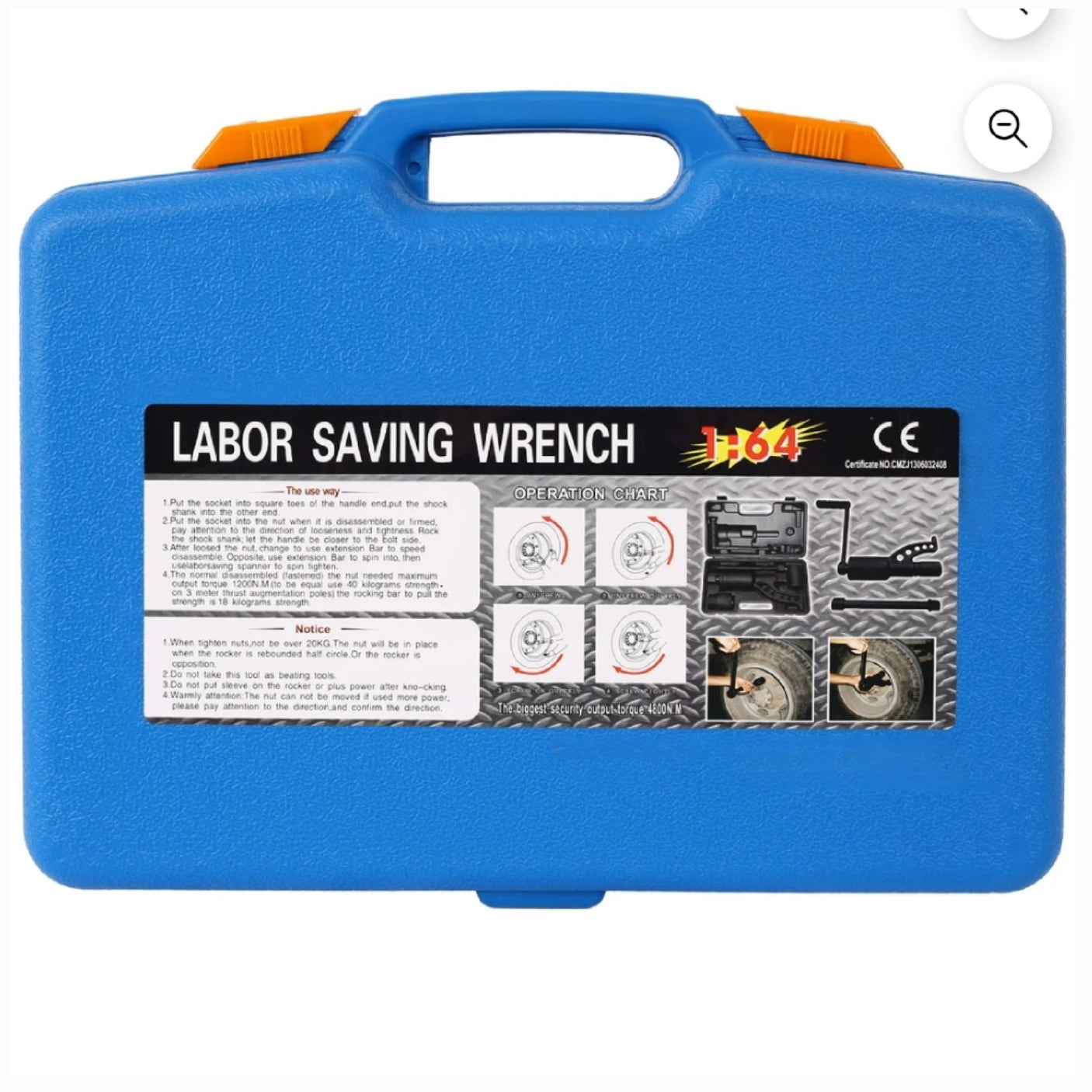 Labor Saving 8pc Torque Wrench, Lug Nut Socket Set with Case