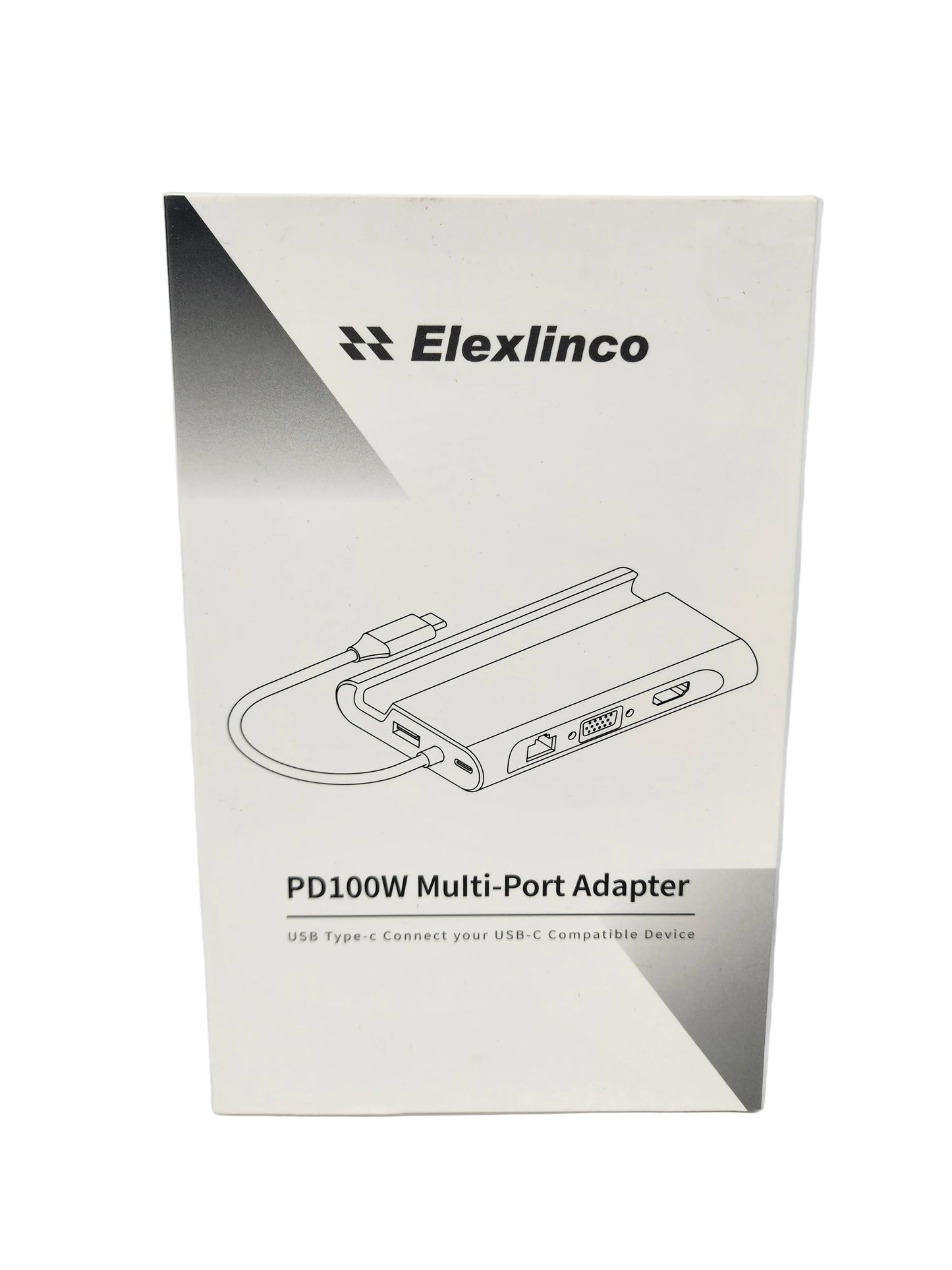 Elexlinco USB C Hub, 7-in-1 Type C Dock Adapter with Ethernet, 100W Power Delivery USB-C