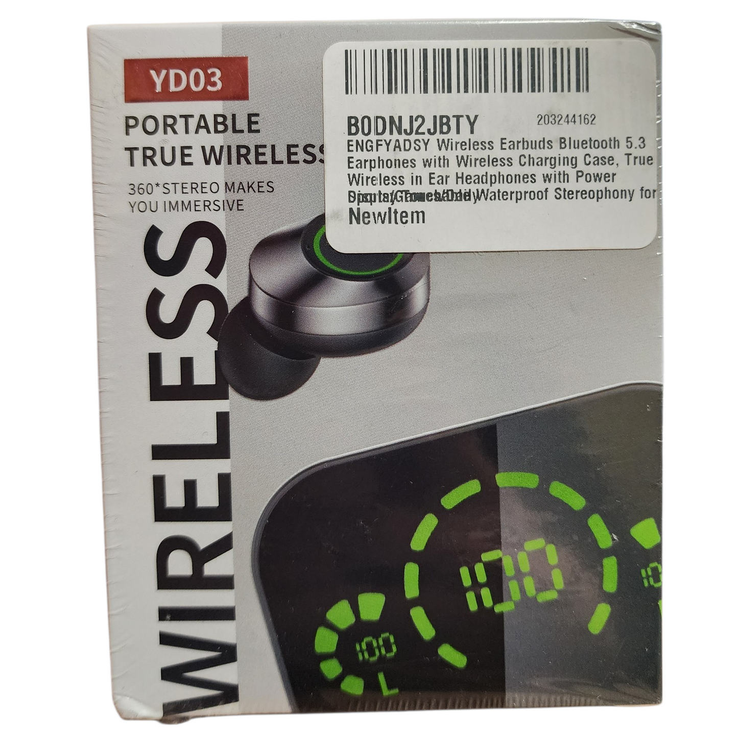 YD03 Portable true Wireless Earbuds, Digital Display Charging, Black