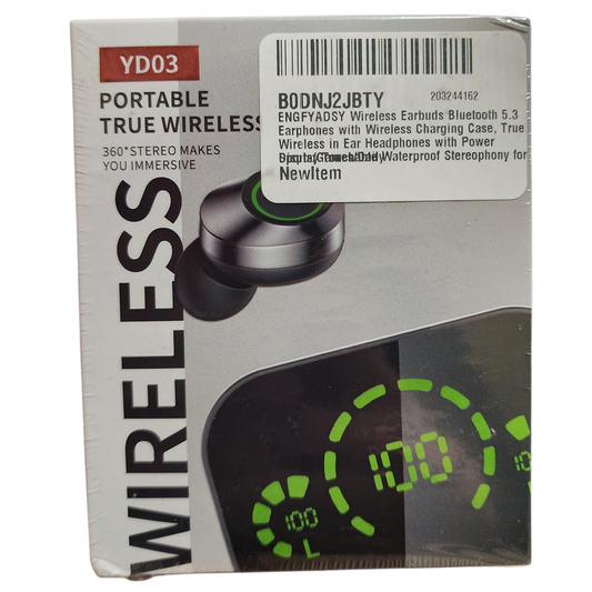 YD03 Portable true Wireless Earbuds, Digital Display Charging, Black