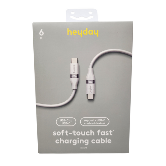 heyday White 6' USB-C to USB-C Fast Charging Silicone Cable